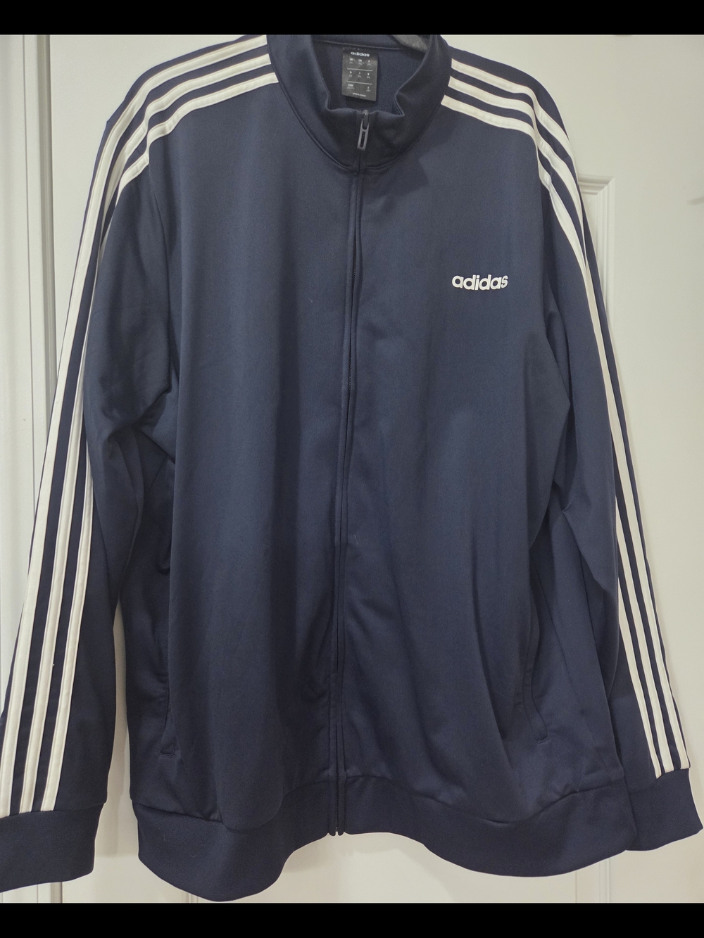adidas Navy Blue Lightweight Track Jacket with White Stripes